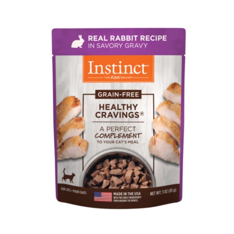 Instinct Healthy Cravings Natural Wet Cat Food Topper, Grain Free Recipe - Real Rabbit, 3 oz. Pouches (Pack of 24) - Image 1